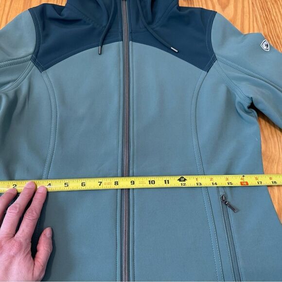 KUHL Frost Softshell Hoody Stretch Jacket Rain Coat Teal Green Women’s SMALL - Picture 8 of 13